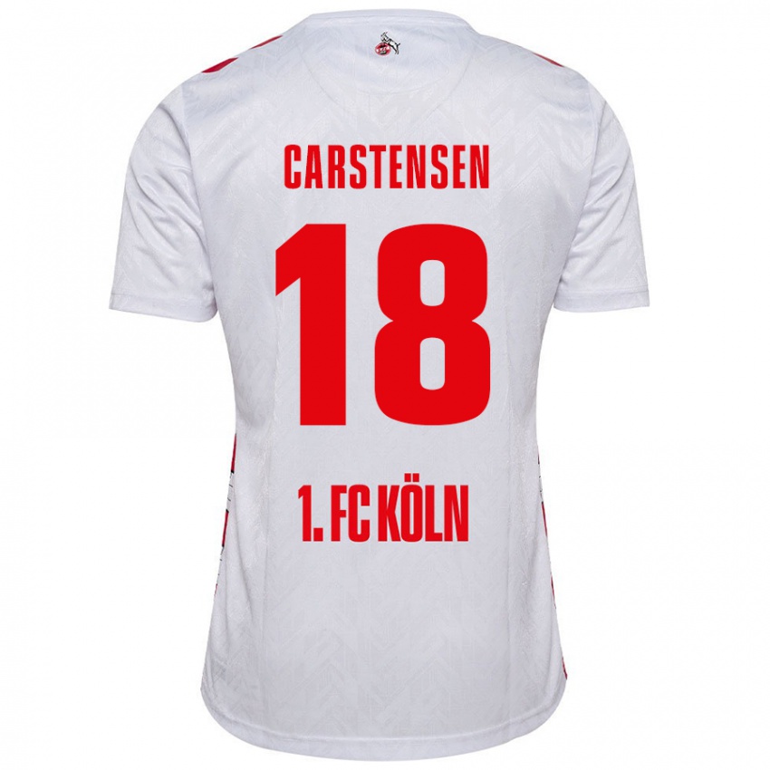 Criança Camisola Rasmus Carstensen #18 Vermelho Branco Principal 2024/25 Camisa Brasil