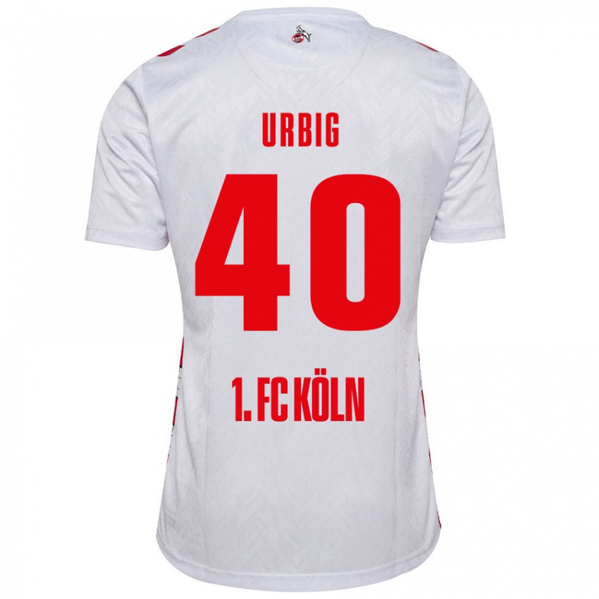 Criança Camisola Jonas Urbig #40 Vermelho Branco Principal 2024/25 Camisa Brasil