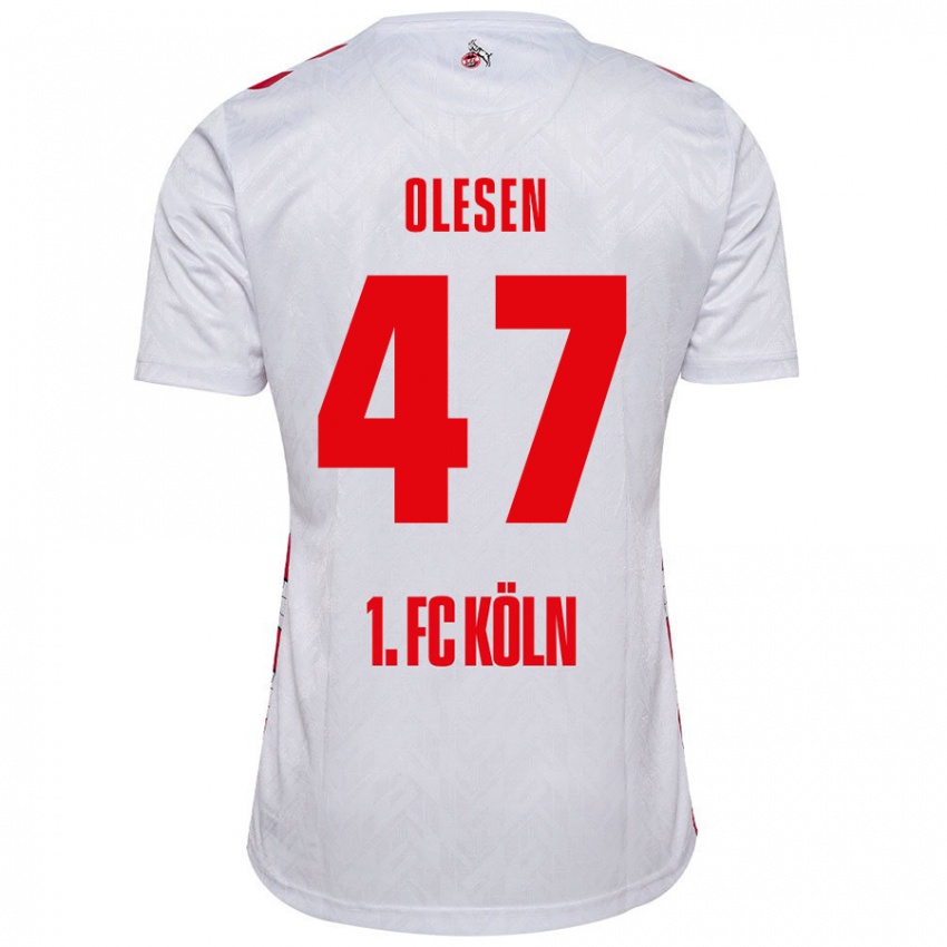 Criança Camisola Mathias Olesen #47 Vermelho Branco Principal 2024/25 Camisa Brasil