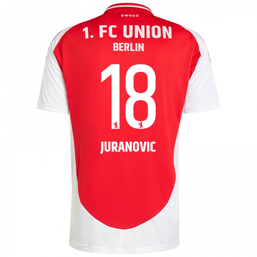 Criança Camisola Josip Juranovic #18 Vermelho Branco Principal 2024/25 Camisa Brasil