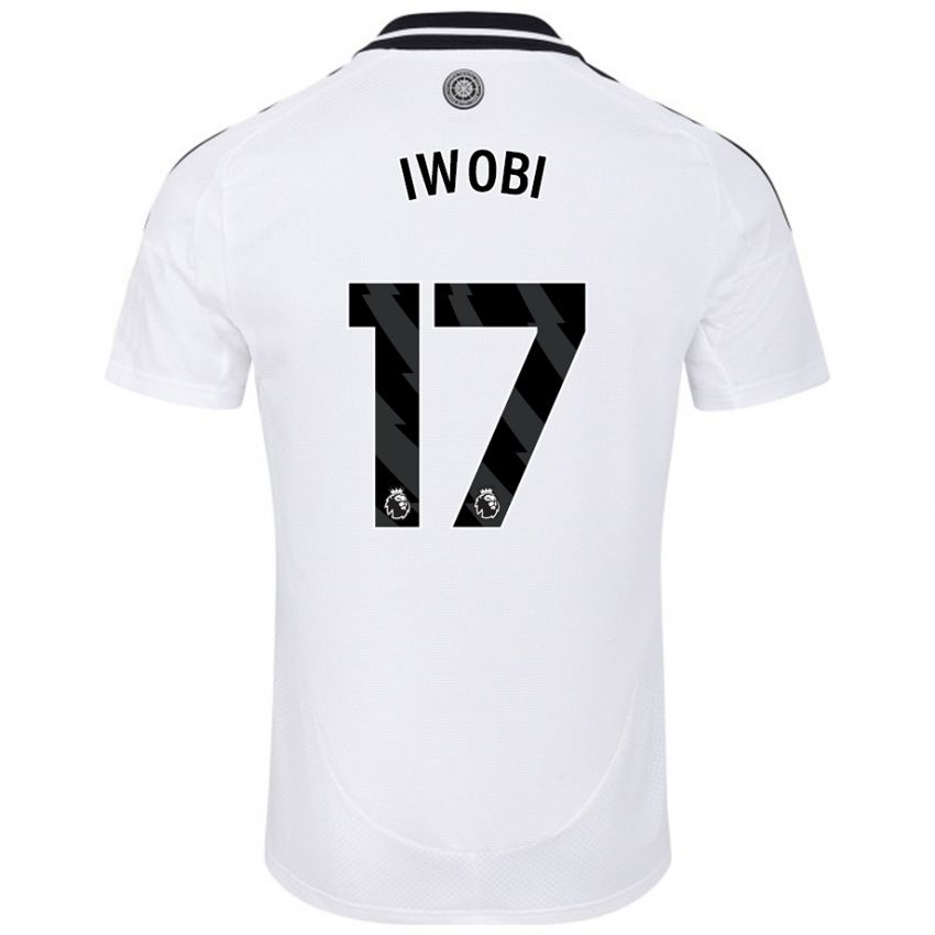 Criança Camisola Alex Iwobi #17 Branco Principal 2024/25 Camisa Brasil