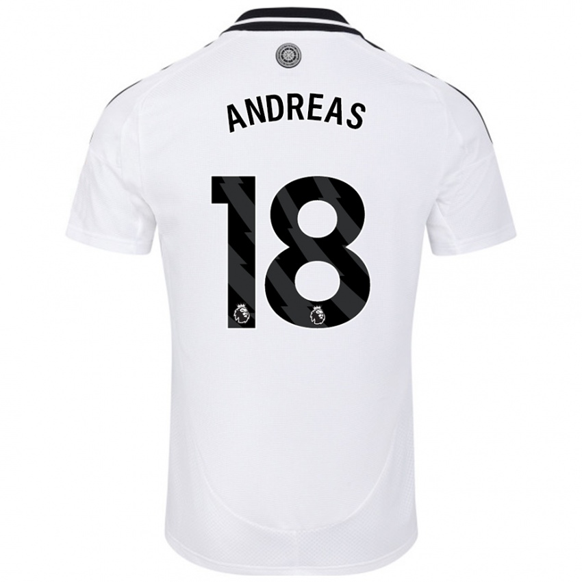 Criança Camisola Andreas Pereira #18 Branco Principal 2024/25 Camisa Brasil