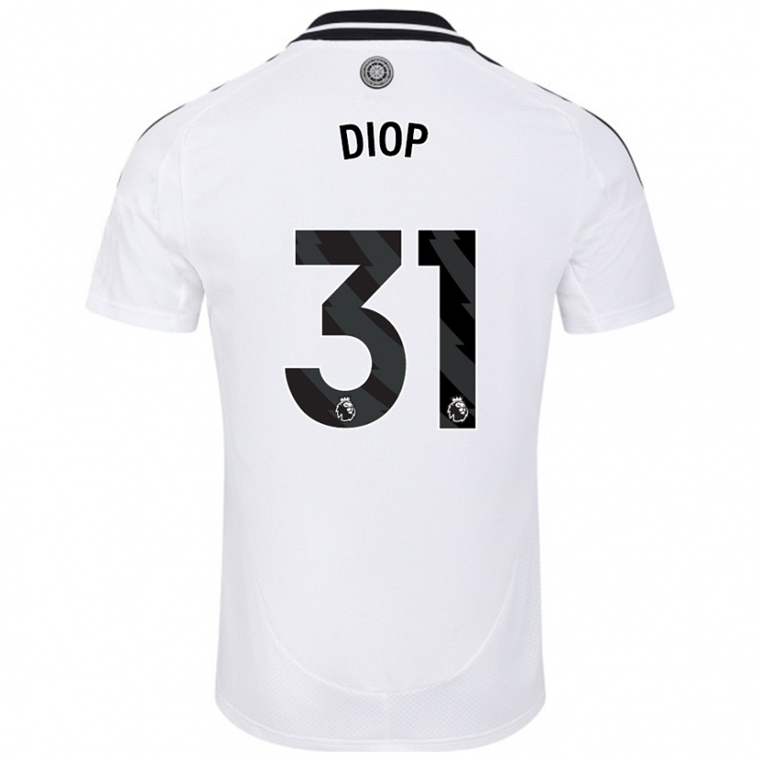 Criança Camisola Issa Diop #31 Branco Principal 2024/25 Camisa Brasil