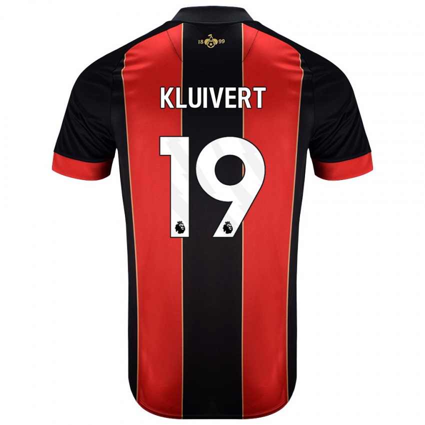 Criança Camisola Justin Kluivert #19 Vermelho Preto Principal 2024/25 Camisa Brasil