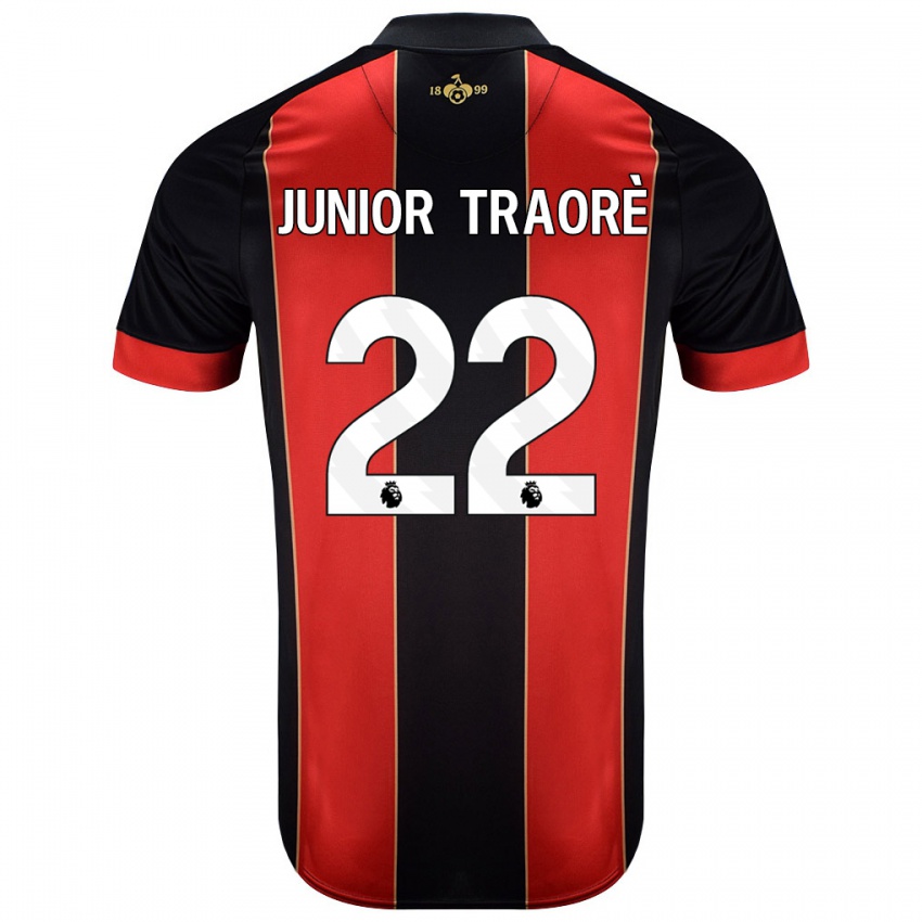 Criança Camisola Hamed Junior Traorè #22 Vermelho Preto Principal 2024/25 Camisa Brasil