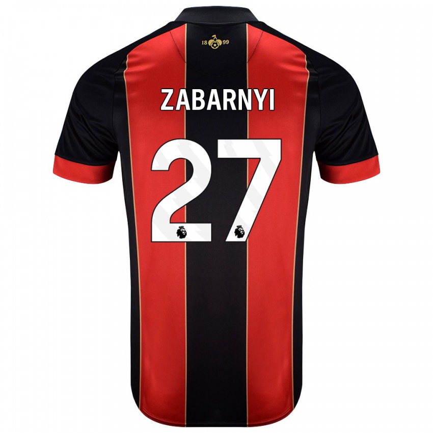 Criança Camisola Ilya Zabarnyi #27 Vermelho Preto Principal 2024/25 Camisa Brasil