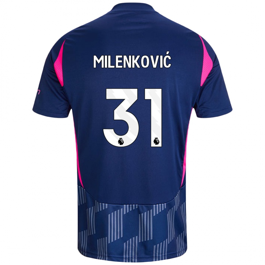 Criança Camisola Nikola Milenković #31 Rosa Azul Real Alternativa 2024/25 Camisa Brasil