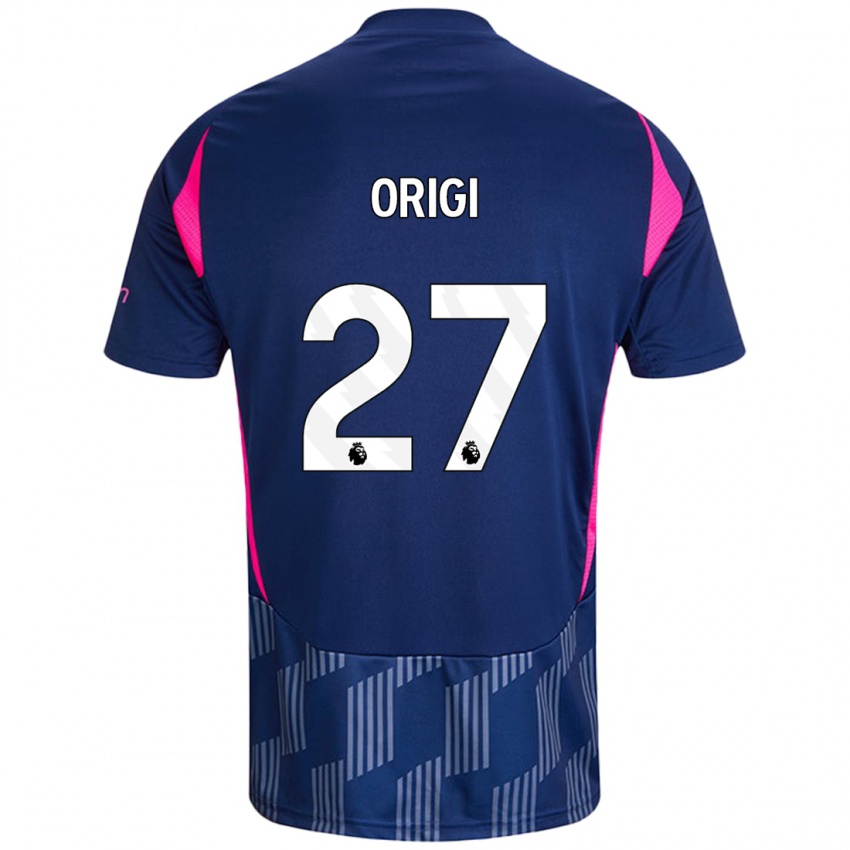 Criança Camisola Divock Origi #27 Rosa Azul Real Alternativa 2024/25 Camisa Brasil