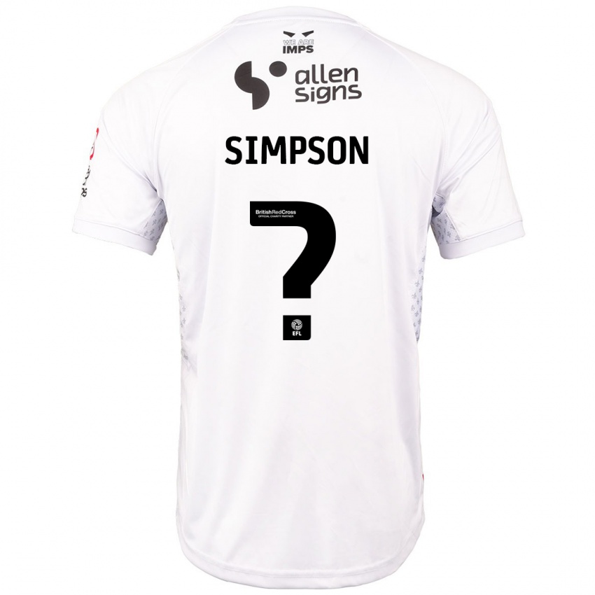 Criança Camisola John Simpson #0 Branco Vermelho Alternativa 2024/25 Camisa Brasil