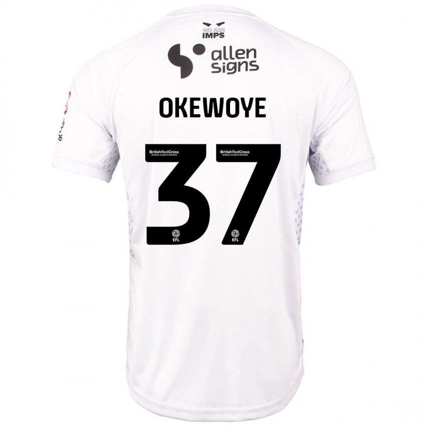 Criança Camisola Gbolahan Okewoye #37 Branco Vermelho Alternativa 2024/25 Camisa Brasil