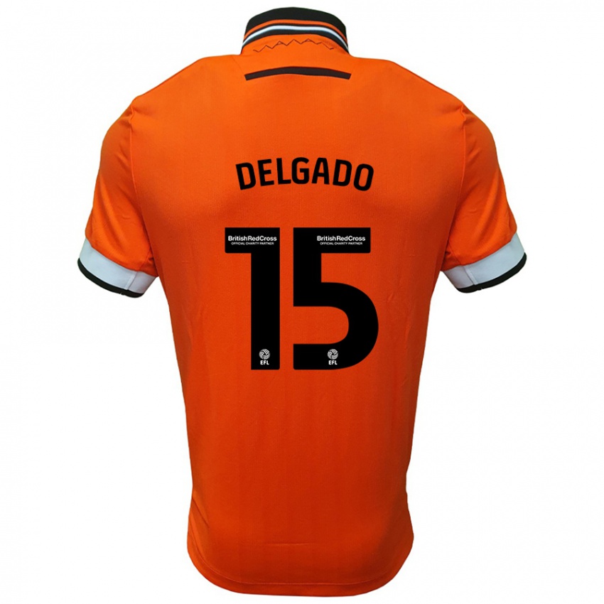 Criança Camisola Juan Delgado #15 Branco Laranja Alternativa 2024/25 Camisa Brasil