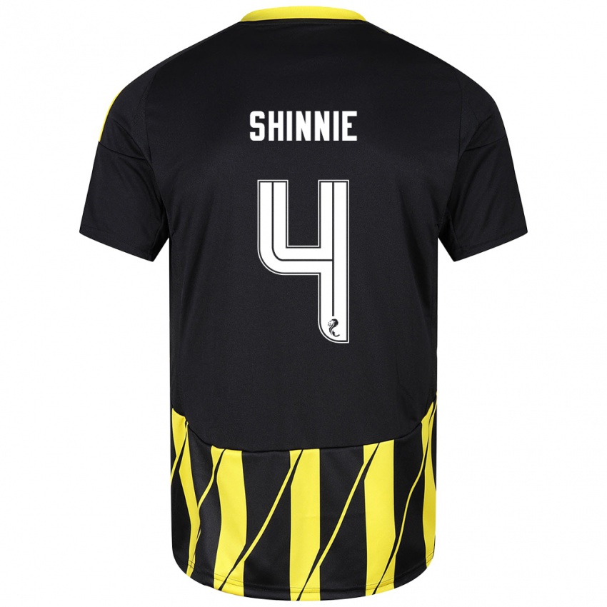 Criança Camisola Graeme Shinnie #4 Amarelo Preto Alternativa 2024/25 Camisa Brasil