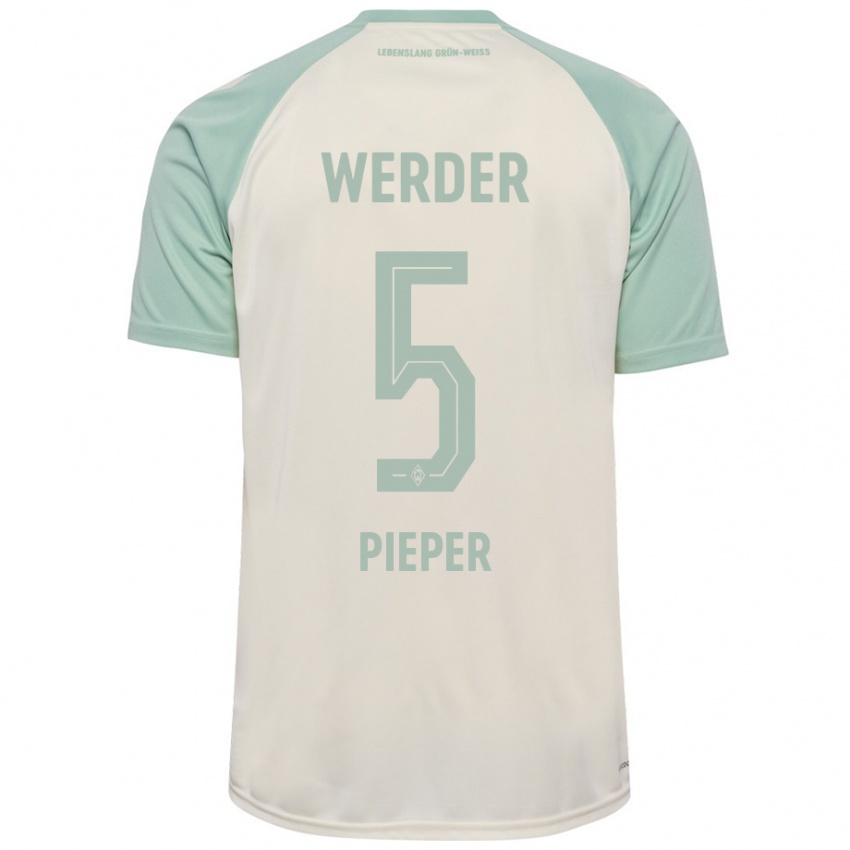 Criança Camisola Amos Pieper #5 Verde Claro Off-White Alternativa 2024/25 Camisa Brasil