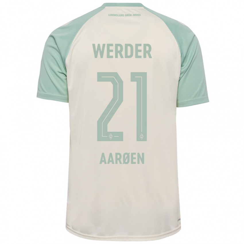 Criança Camisola Isak Hansen-Aaröen #21 Verde Claro Off-White Alternativa 2024/25 Camisa Brasil