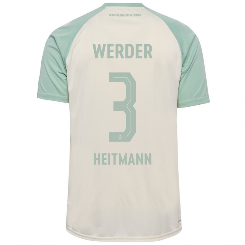 Criança Camisola Mats Heitmann #3 Verde Claro Off-White Alternativa 2024/25 Camisa Brasil