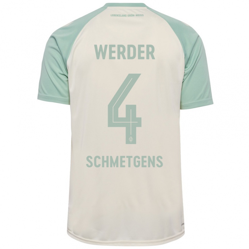 Criança Camisola Mick Schmetgens #4 Verde Claro Off-White Alternativa 2024/25 Camisa Brasil