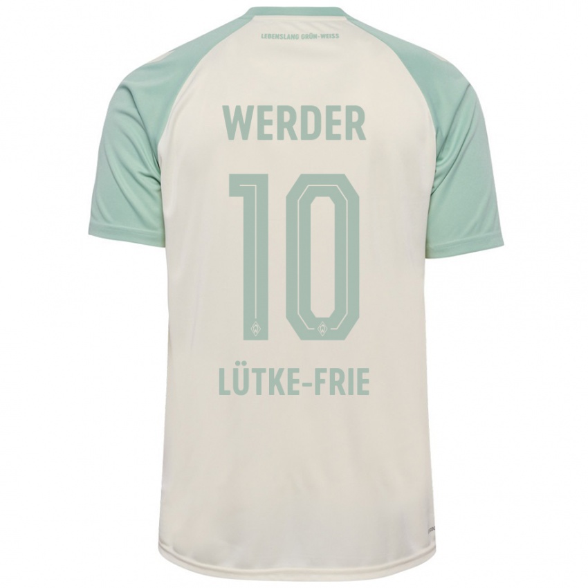 Criança Camisola Dennis Lütke-Frie #10 Verde Claro Off-White Alternativa 2024/25 Camisa Brasil