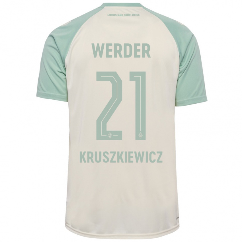 Criança Camisola Jakub Kruszkiewicz #21 Verde Claro Off-White Alternativa 2024/25 Camisa Brasil