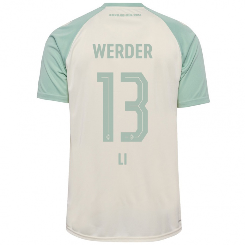 Criança Camisola Xiancheng Li #13 Verde Claro Off-White Alternativa 2024/25 Camisa Brasil