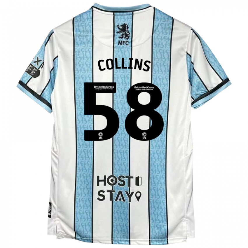 Criança Camisola Sam Collins #58 Azul Branco Alternativa 2024/25 Camisa Brasil