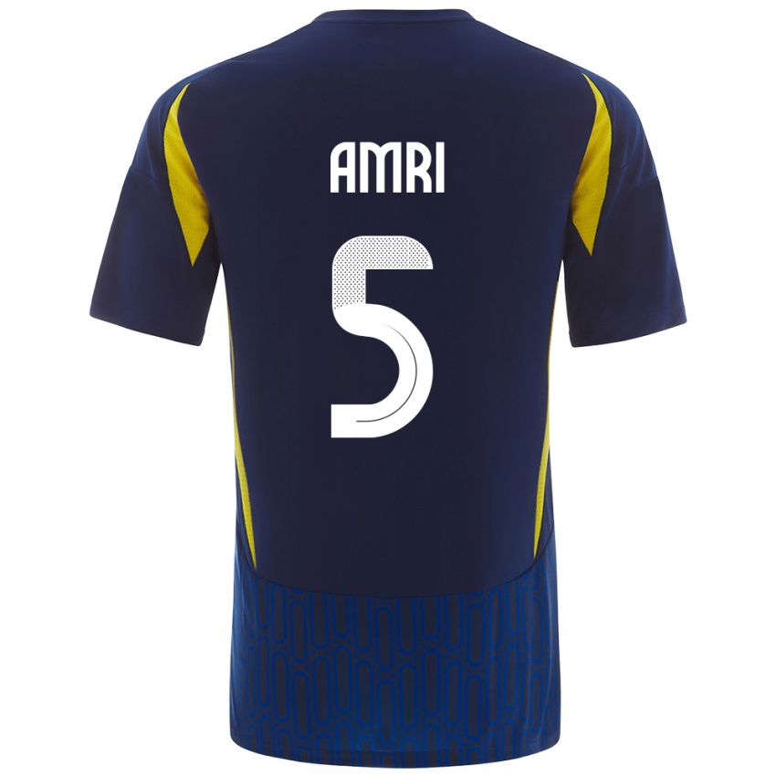 Criança Camisola Abdulelah Al-Amri #5 Azul Amarelo Alternativa 2024/25 Camisa Brasil