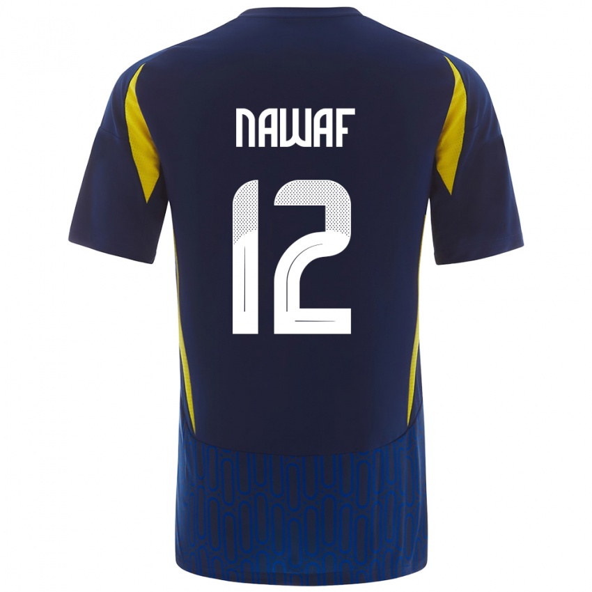 Criança Camisola Nawaf Al-Boushal #12 Azul Amarelo Alternativa 2024/25 Camisa Brasil