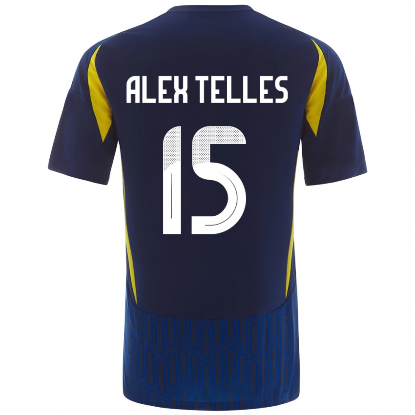 Criança Camisola Alex Telles #15 Azul Amarelo Alternativa 2024/25 Camisa Brasil