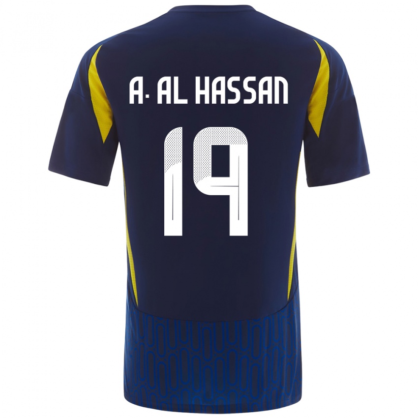 Criança Camisola Ali Al-Hassan #19 Azul Amarelo Alternativa 2024/25 Camisa Brasil