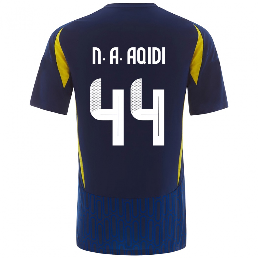 Criança Camisola Nawaf Al-Aqidi #44 Azul Amarelo Alternativa 2024/25 Camisa Brasil