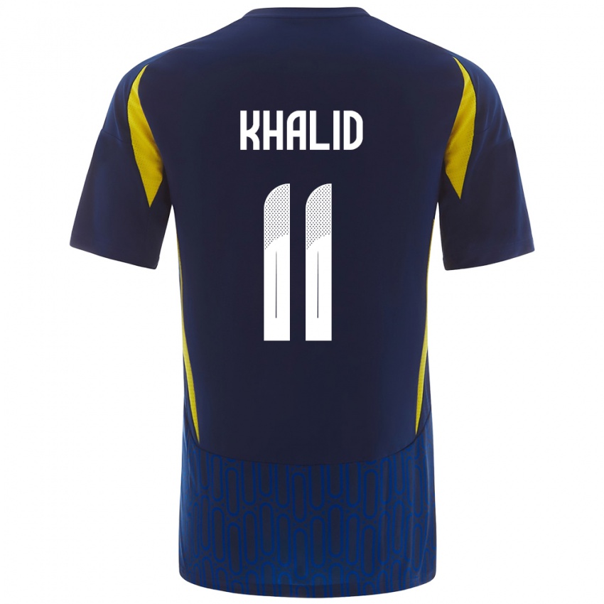 Criança Camisola Khalid Al-Ghannam #11 Azul Amarelo Alternativa 2024/25 Camisa Brasil