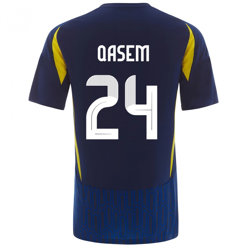 Criança Camisola Mohammed Qasem #24 Azul Amarelo Alternativa 2024/25 Camisa Brasil