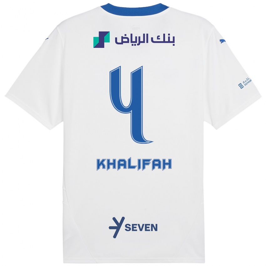 Criança Camisola Khalifah Al-Dawsari #4 Azul Branco Alternativa 2024/25 Camisa Brasil