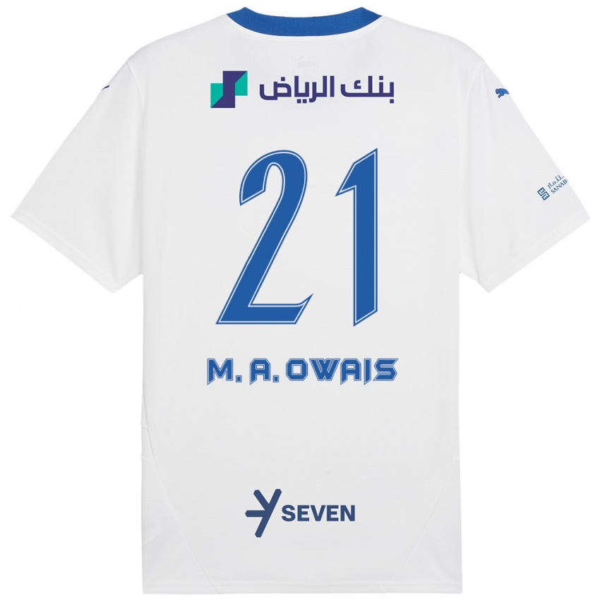 Criança Camisola Mohammed Al-Owais #21 Azul Branco Alternativa 2024/25 Camisa Brasil