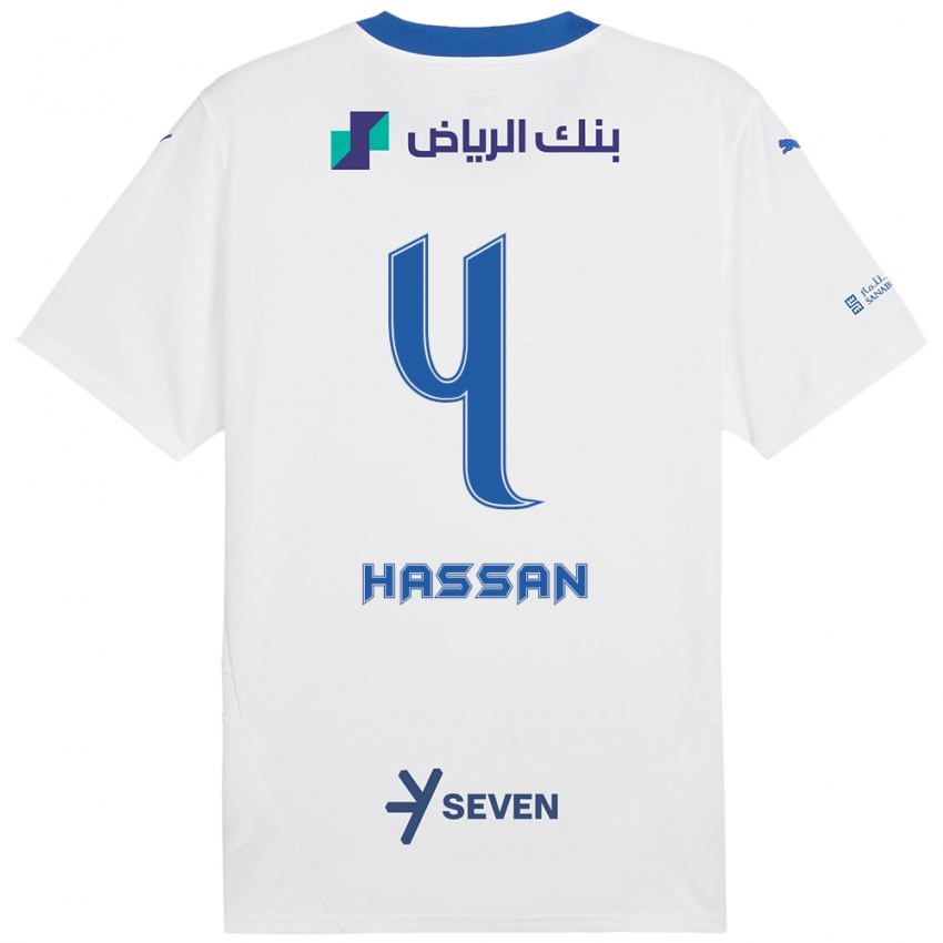 Criança Camisola Eman Hassan #4 Azul Branco Alternativa 2024/25 Camisa Brasil