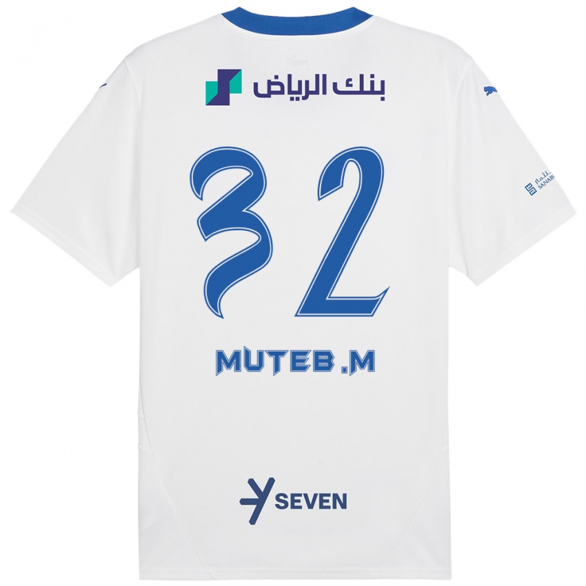 Criança Camisola Muteb Al-Mufarrij #32 Azul Branco Alternativa 2024/25 Camisa Brasil