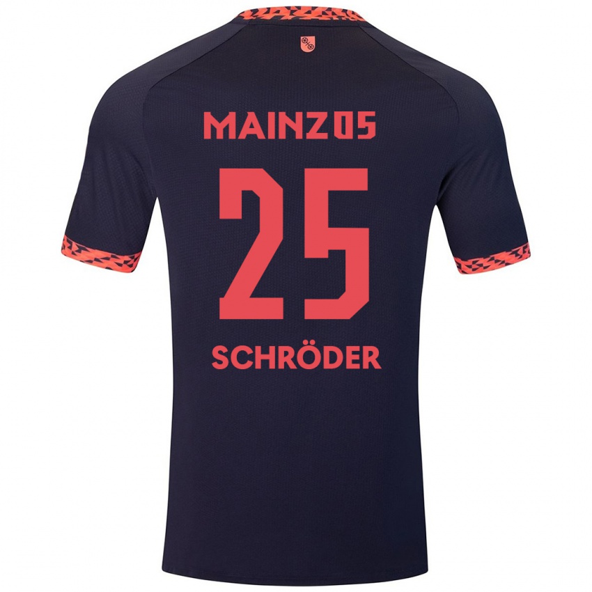 Criança Camisola Maxim Schröder #25 Azul Coral Vermelho Alternativa 2024/25 Camisa Brasil