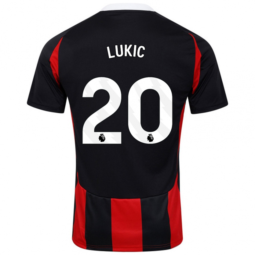 Criança Camisola Saša Lukić #20 Vermelho Preto Alternativa 2024/25 Camisa Brasil