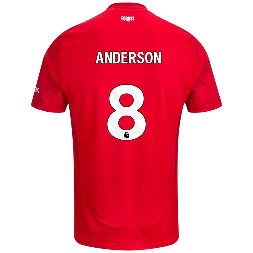 Homem Camisola Elliot Anderson #8 Vermelho Branco Principal 2024/25 Camisa Brasil