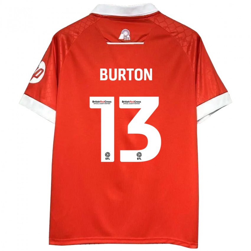 Homem Camisola Callum Burton #13 Vermelho Branco Principal 2024/25 Camisa Brasil