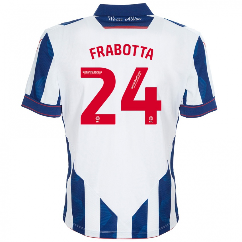 Homem Camisola Gianluca Frabotta #24 Azul Escuro Branco Principal 2024/25 Camisa Brasil