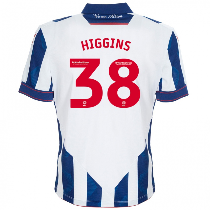 Homem Camisola Akeel Higgins #38 Azul Escuro Branco Principal 2024/25 Camisa Brasil