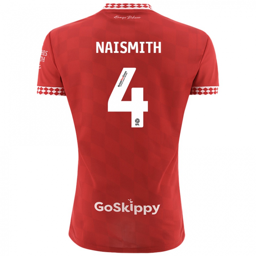 Homem Camisola Kal Naismith #4 Vermelho Principal 2024/25 Camisa Brasil