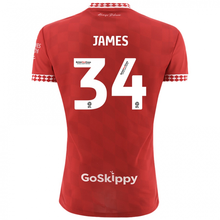 Homem Camisola Joseph James #34 Vermelho Principal 2024/25 Camisa Brasil