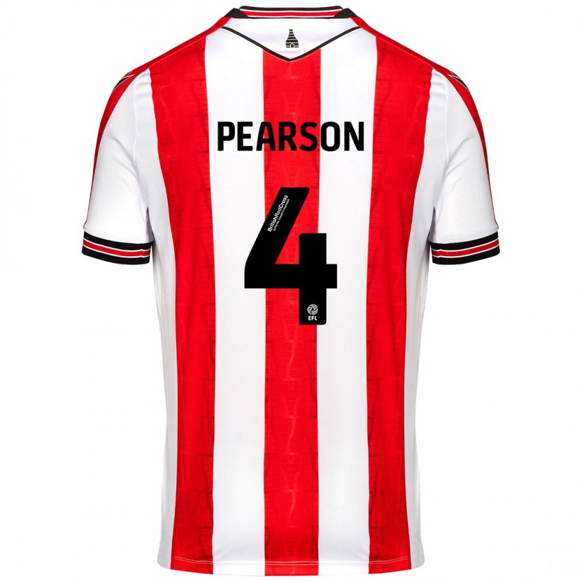 Homem Camisola Ben Pearson #4 Vermelho Branco Principal 2024/25 Camisa Brasil