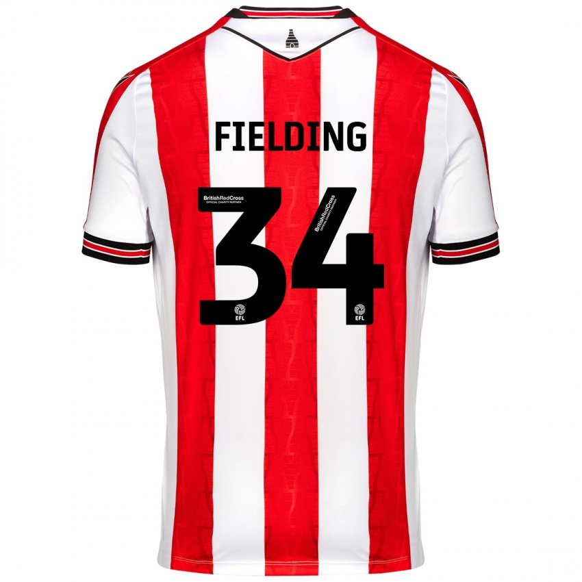 Homem Camisola Frank Fielding #34 Vermelho Branco Principal 2024/25 Camisa Brasil