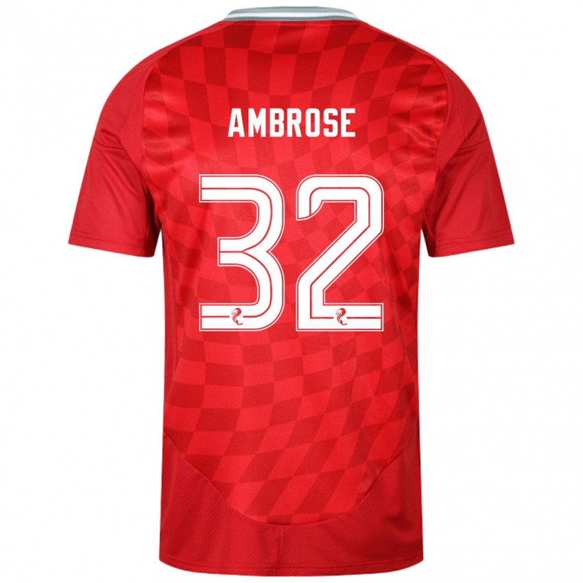 Homem Camisola Peter Ambrose #32 Vermelho Principal 2024/25 Camisa Brasil