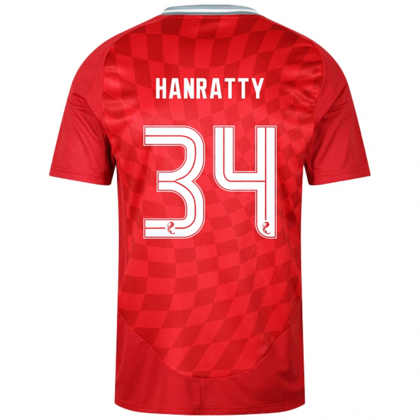 Homem Camisola Kevin Hanratty #34 Vermelho Principal 2024/25 Camisa Brasil