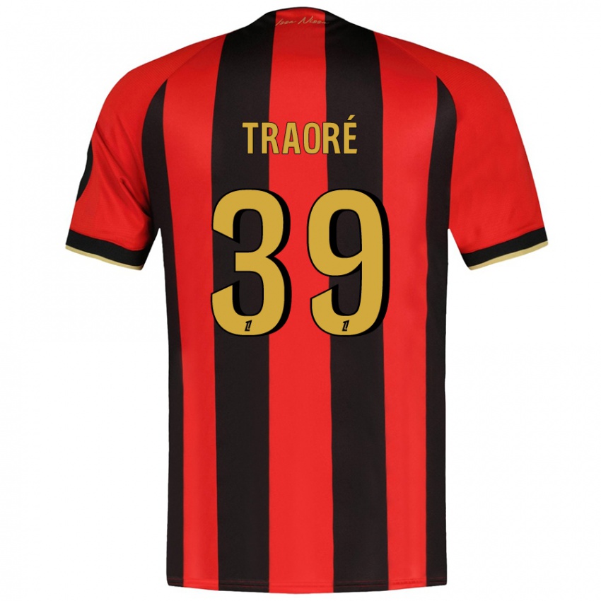 Homem Camisola Daouda Traoré #39 Vermelho Preto Principal 2024/25 Camisa Brasil