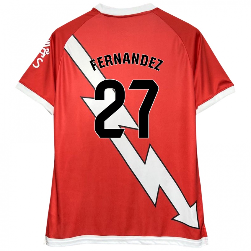 Homem Camisola Pelayo Fernandez #27 Vermelho Branco Principal 2024/25 Camisa Brasil