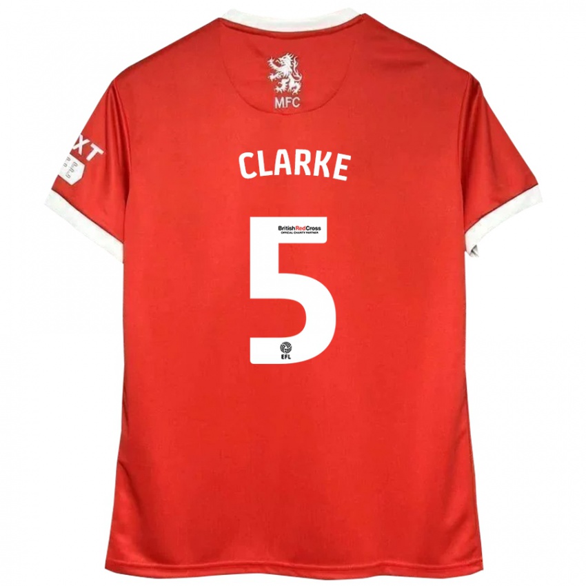 Homem Camisola Matt Clarke #5 Vermelho Branco Principal 2024/25 Camisa Brasil